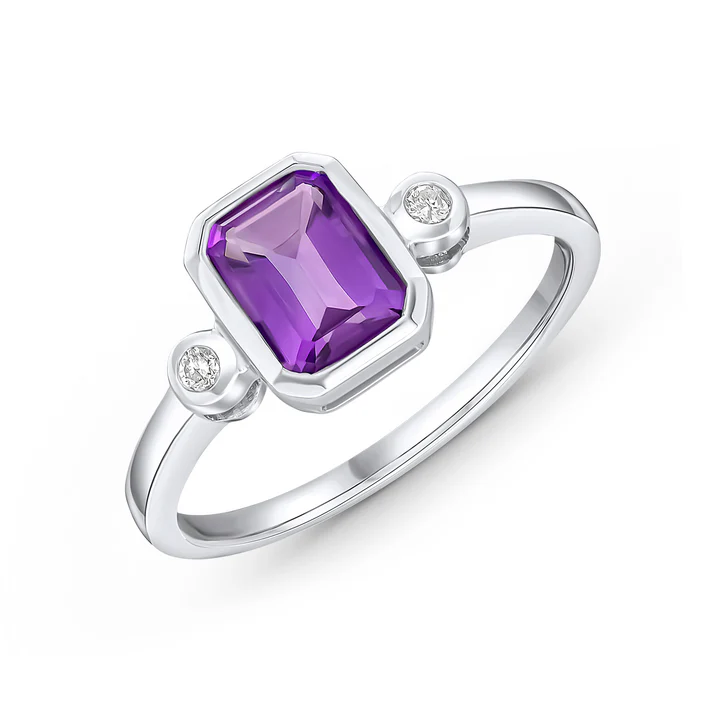 Rivoli 9ct Amethyst and Diamond Ring