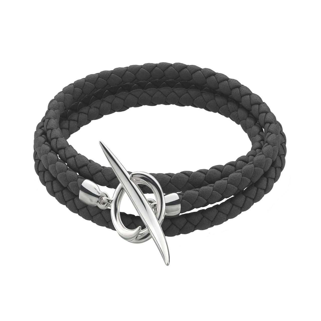Shaun Leane Silver Quill Leather Bracelet : QU020.SSBKBZM