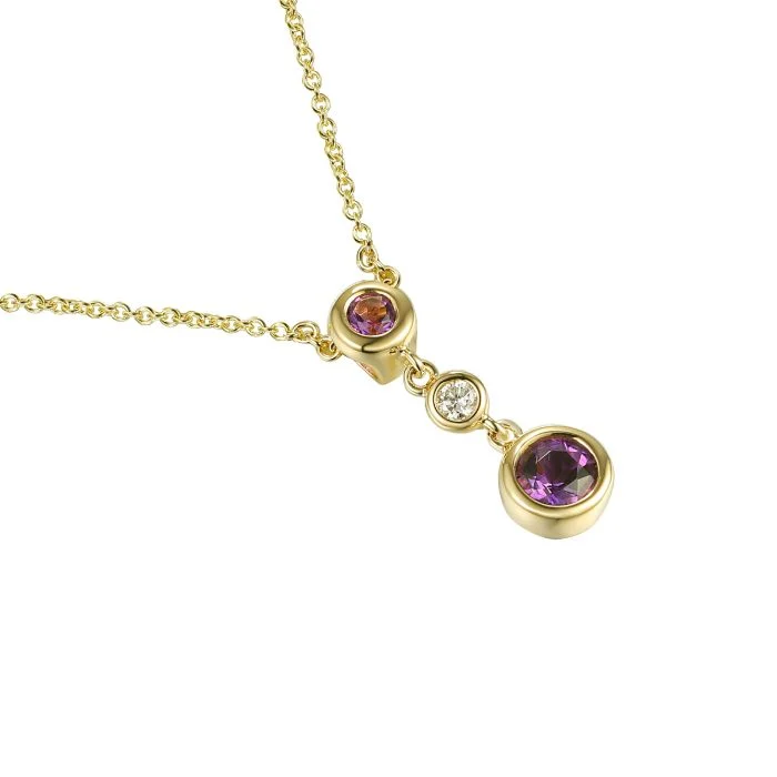 9ct Yellow Gold Diamond & Amethyst Pendant