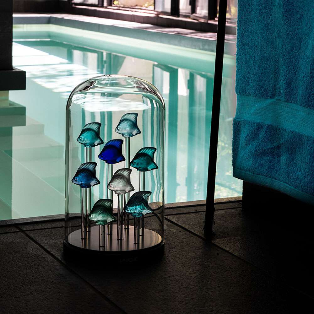Lalique Fish Sculpture, Cap Ferrat Blue