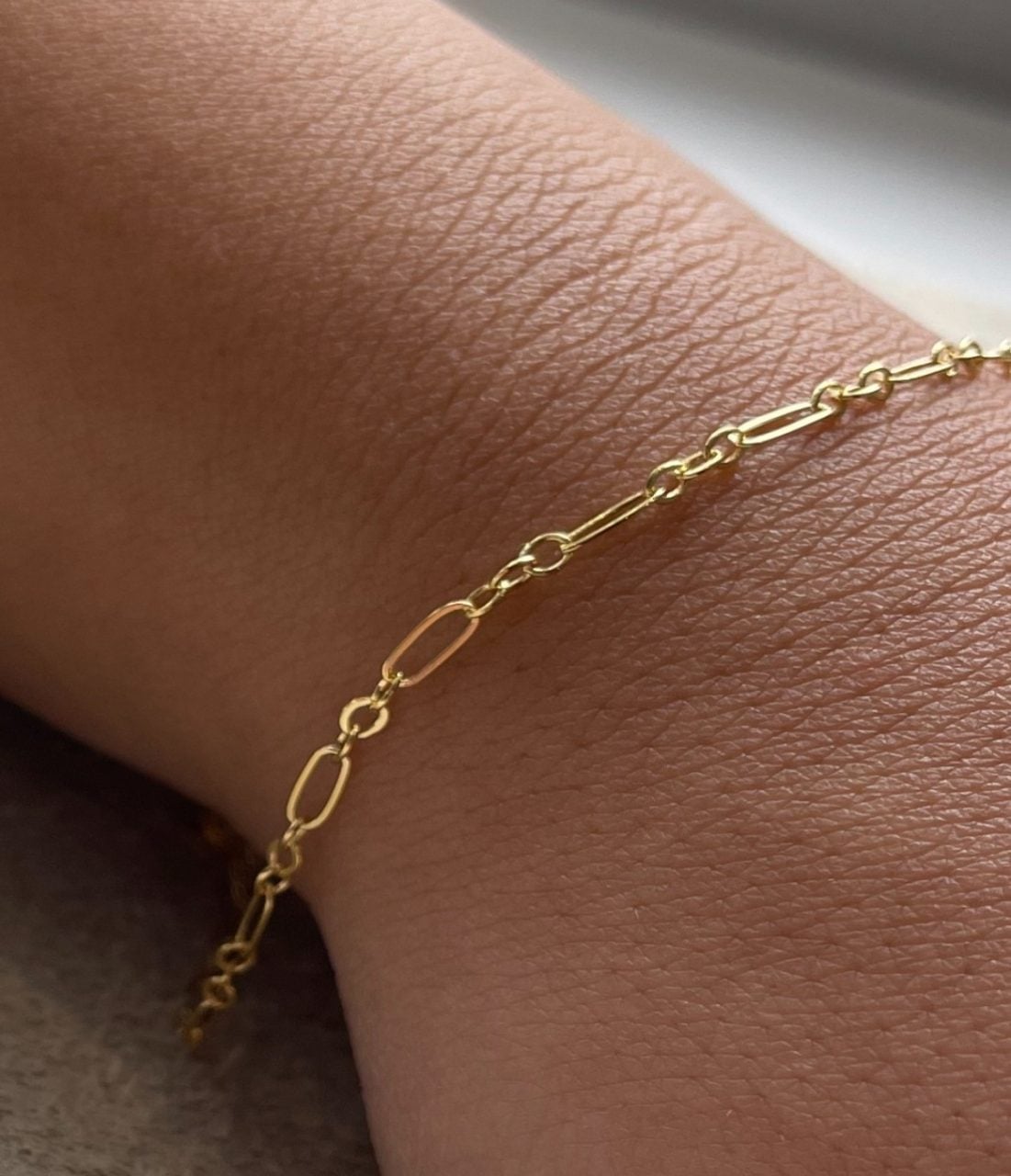 Perma Jewel - Gold 1.7mm Flat Long & Short Ankle Chain