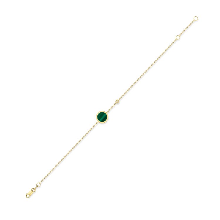 9ct Gold Malachite and Diamond Stacking Bracelet