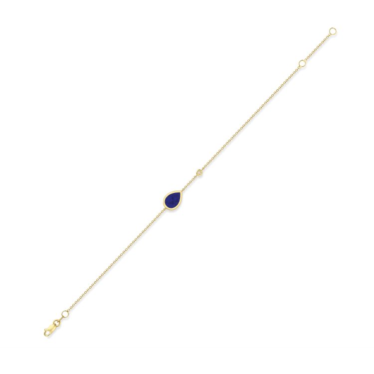 9ct Gold Lapis Lazuli and Diamond Stacking Bracelet
