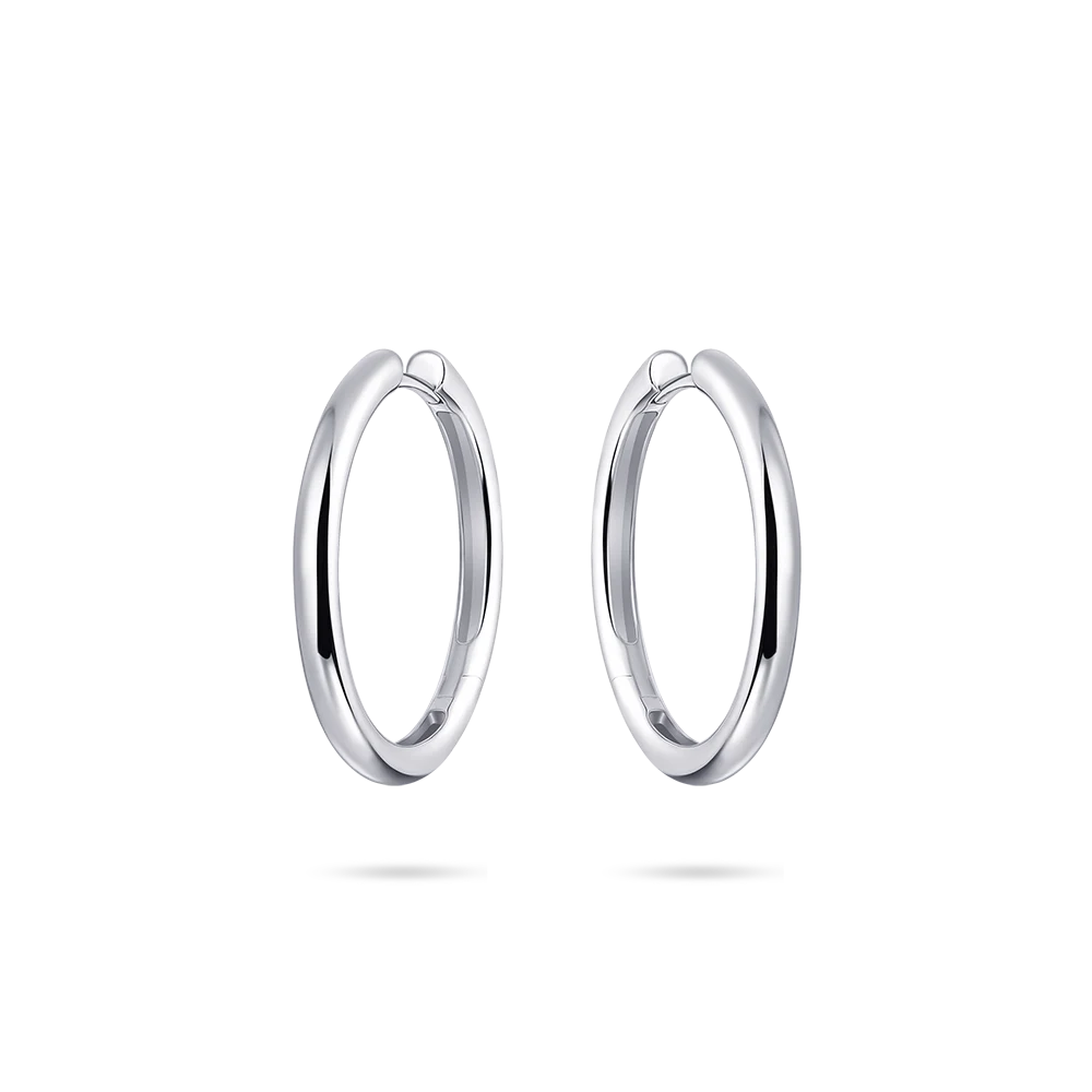 Gisser Silver Bold Tube Hoop Earrings 30mm