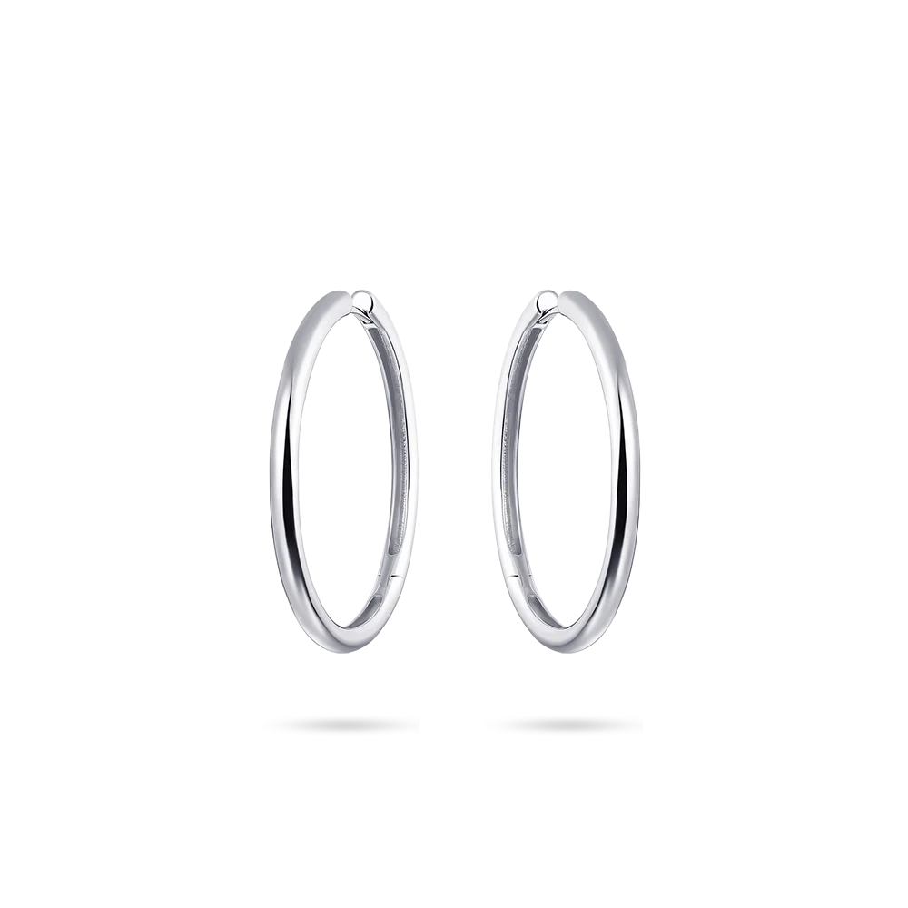 Gisser Silver Bold Tube Hoop Earrings 40mm