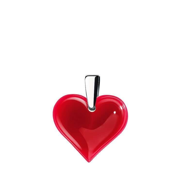 Lalique Red Heart Pendant, Small