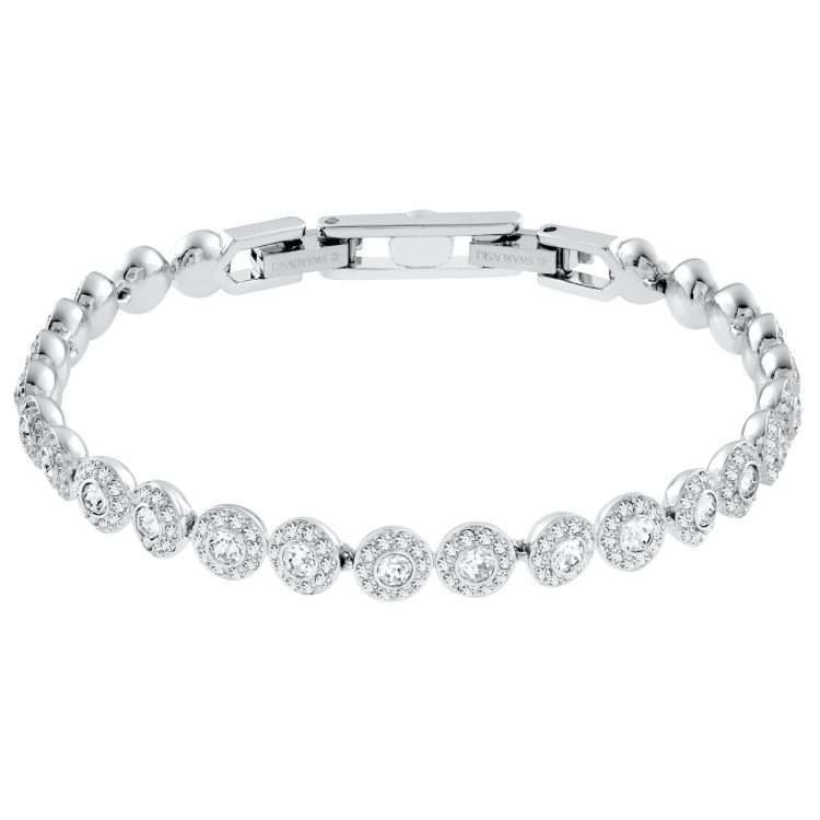 Swarovski Una Angelic Tennis bracelet, Round cut, Small, White, Rhodium plated
