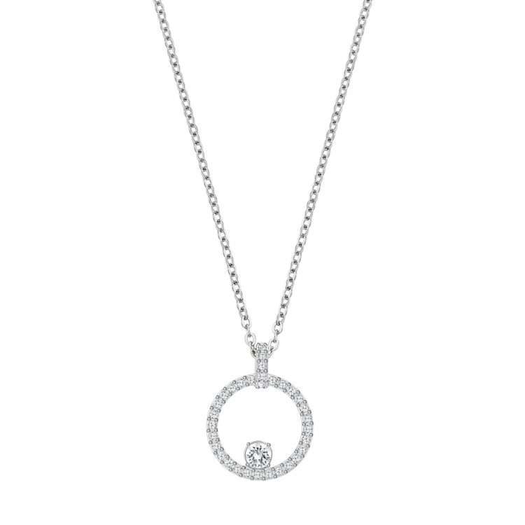 Swarovski Creativity Circle Pendant, White, Rhodium plated