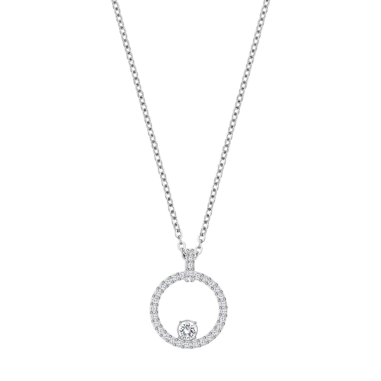 Swarovski Creativity Circle Pendant, White, Rhodium plated