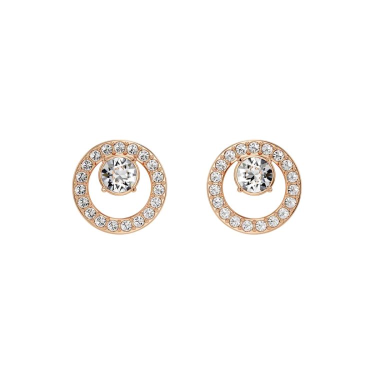 Swarovski Constella stud earrings, White, Rose gold-tone plated