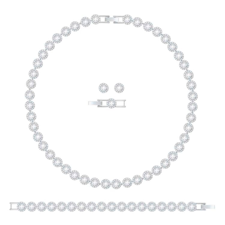Swarovski Una Angelic set, Round cut, White, Rhodium plated