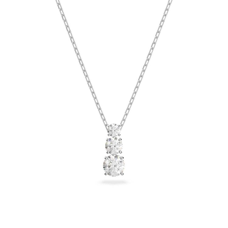 Swarovski Stilla Attract pendant, Round cut, White, Rhodium plated