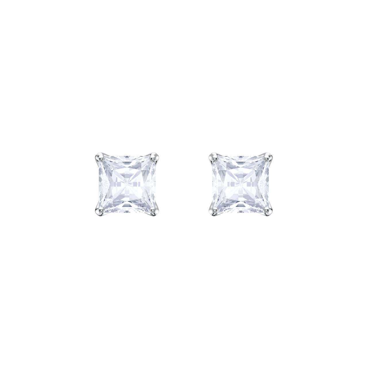 Swarovski Attract Stud Pierced Earrings, White, Rhodium plated