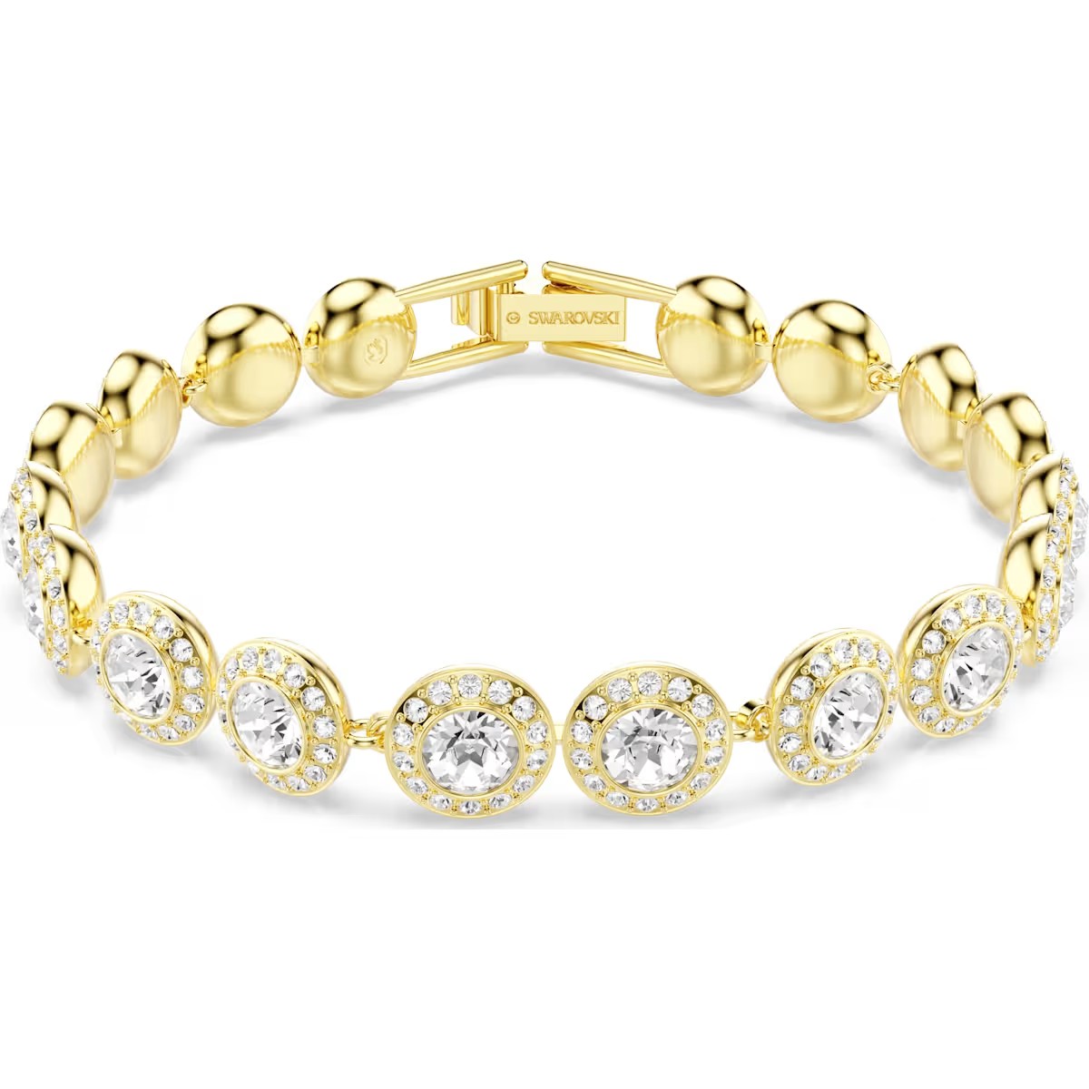 Swarovski Una Angelic Tennis bracelet, Round cut, Pavé, Medium, White, Gold-tone plated : 5505469