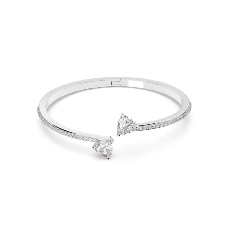 Swarovski Mesmera bangle, Heart, White, Rhodium plated