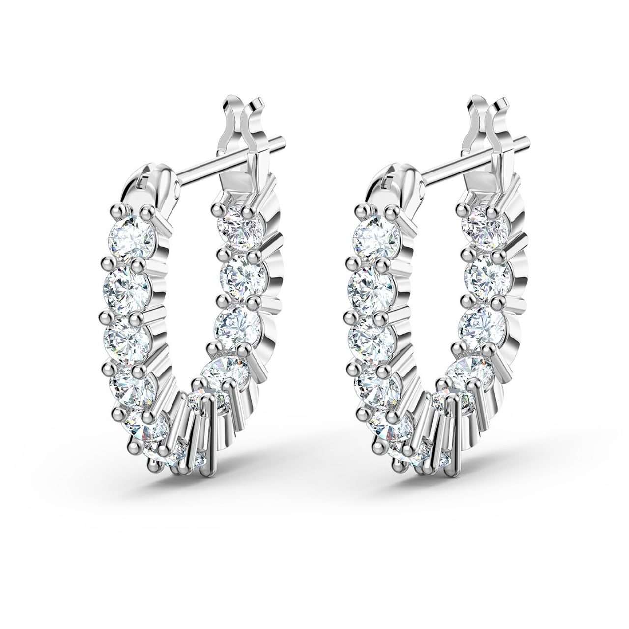 Swarovski Vittore Mini Hoop Pierced Earrings, White, Rhodium plated : 5562126