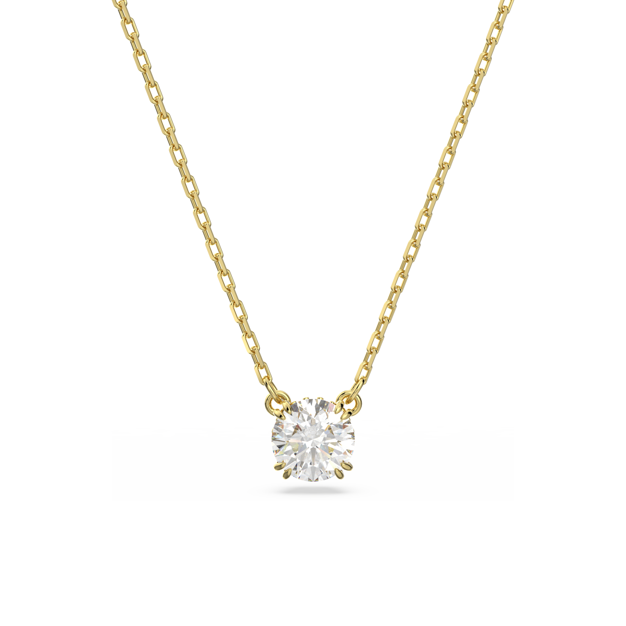 Stilla pendant, Round cut, White, Gold-tone plated
