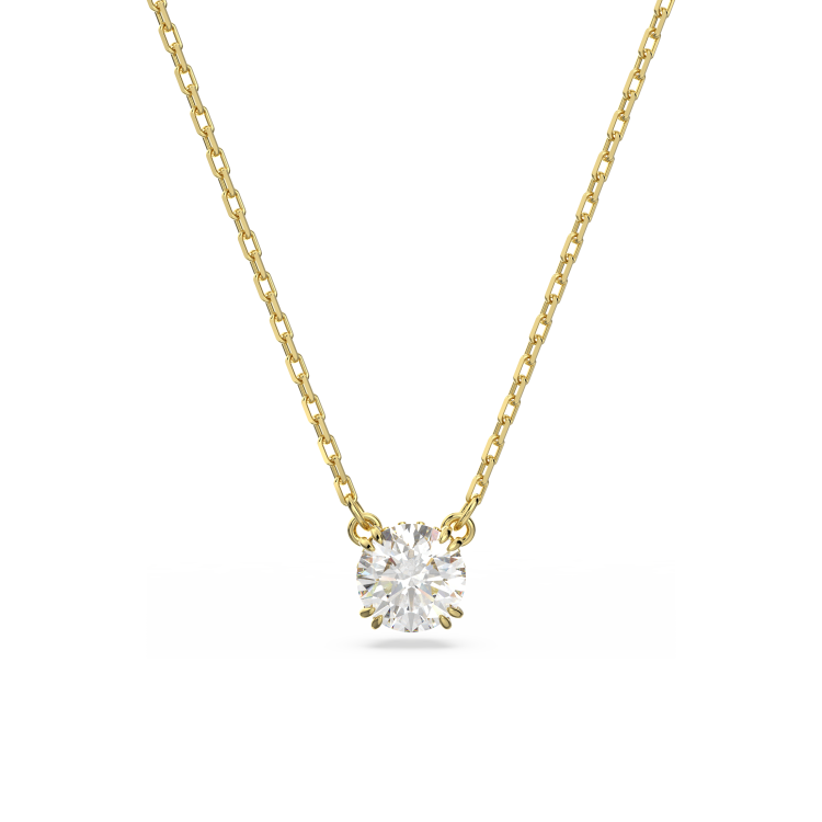 Swarovski Stilla pendant, Round cut, White, Gold-tone plated