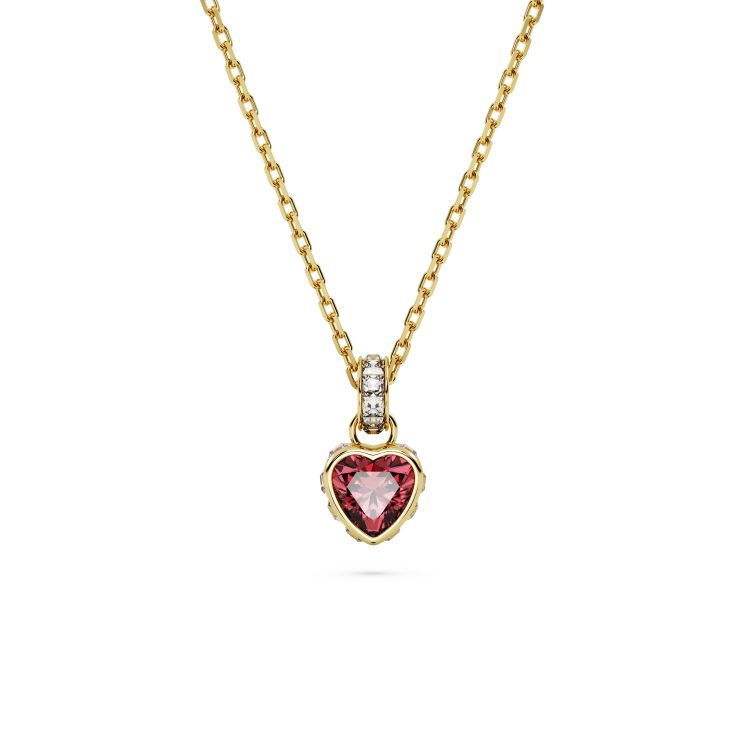Swarovski Chroma pendant, Heart, Red, Gold-tone plated