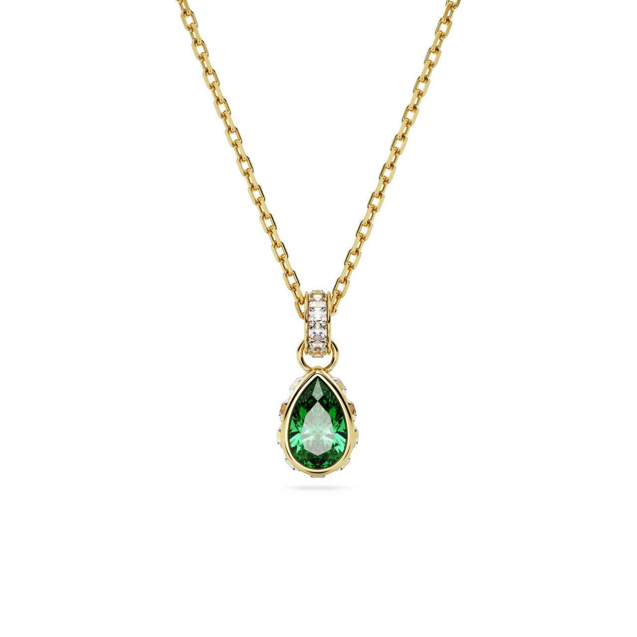 Swarovski Chroma pendant, Pear cut, Green, Gold-tone plated : 5648751