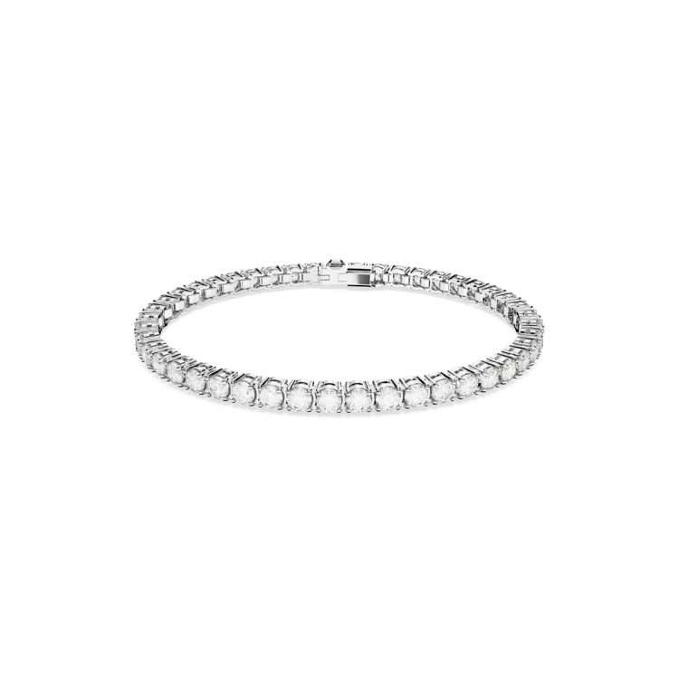 Swarovski Matrix Tennis bracelet, Round cut, White, Rhodium plated