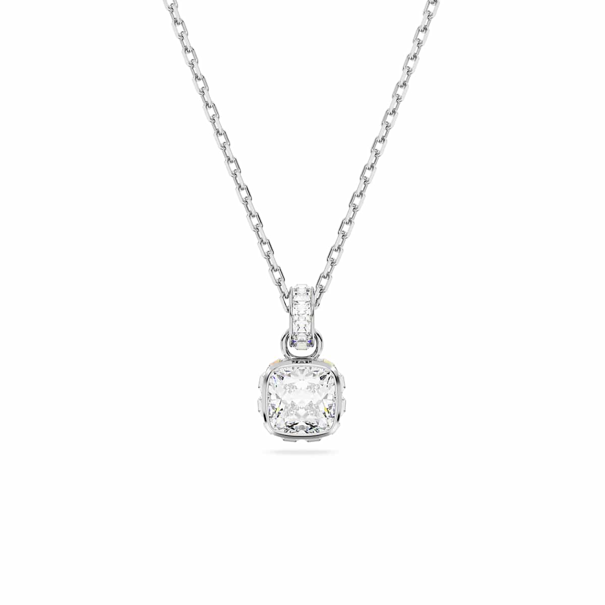 Swarovski Birthstone pendant, Square cut, April, White, Rhodium plated : 5651704