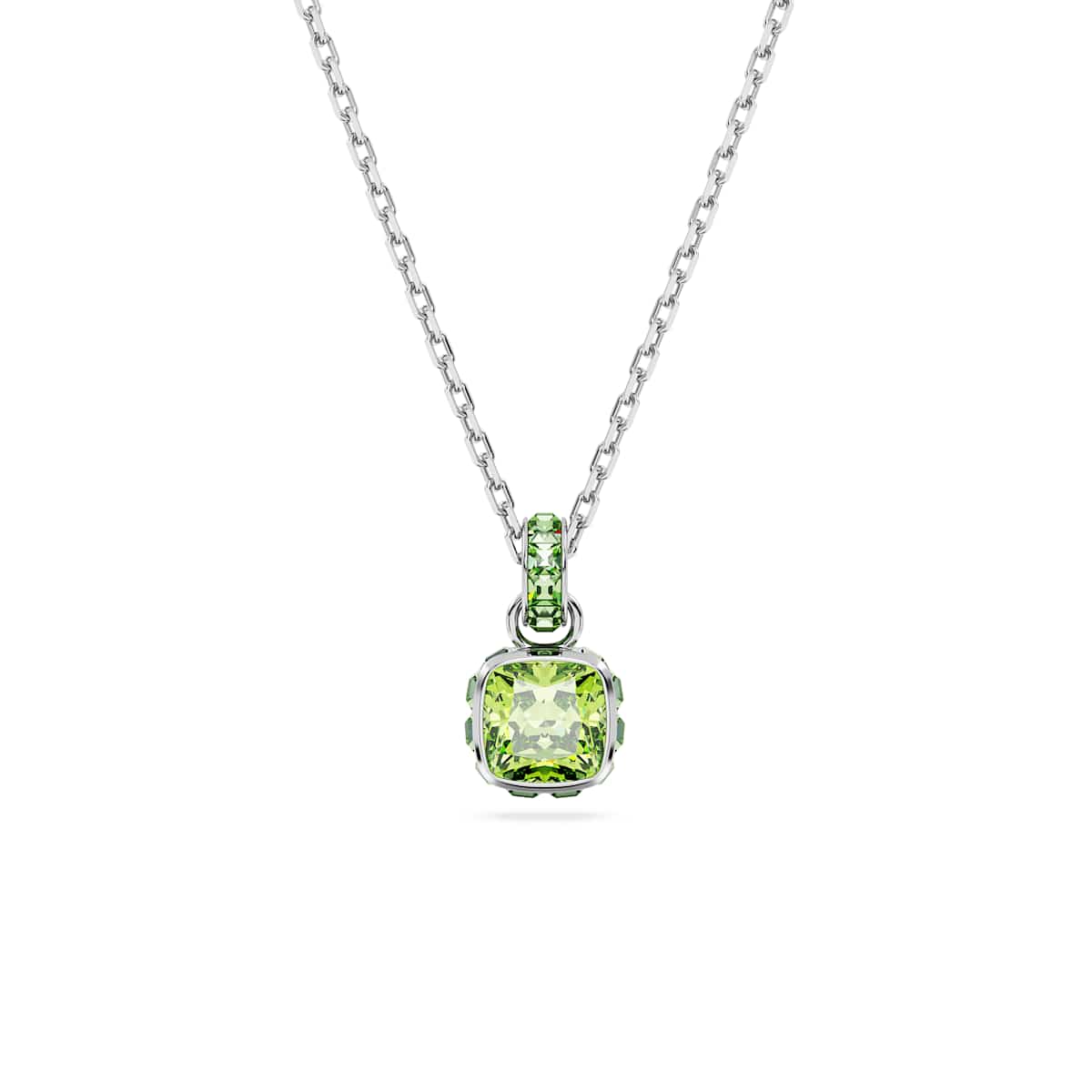 Swarovski Birthstone pendant, Square cut, August, Green, Rhodium plated : 5651706