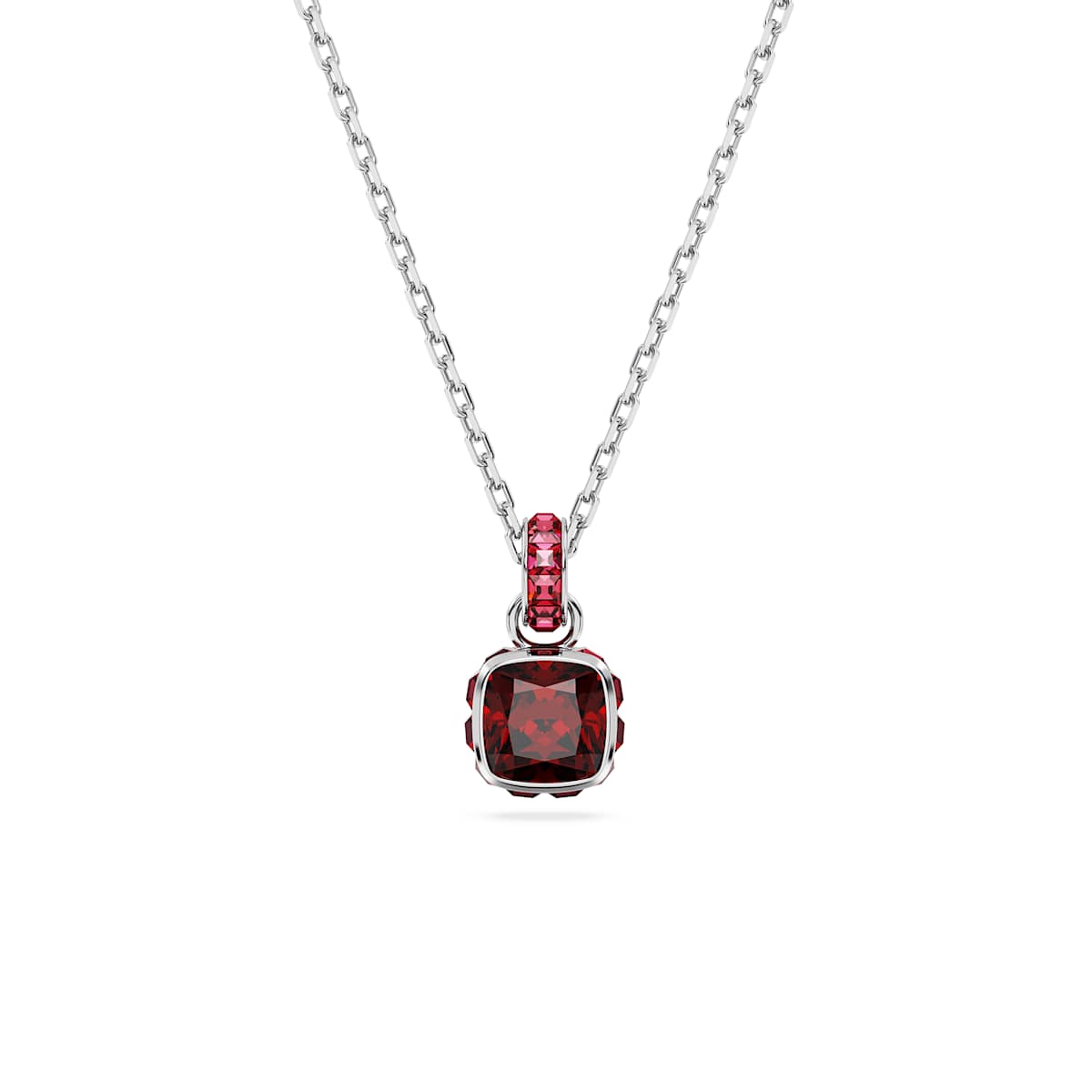 Swarovski Birthstone pendant, Square cut, January, Red, Rhodium plated : 5651709