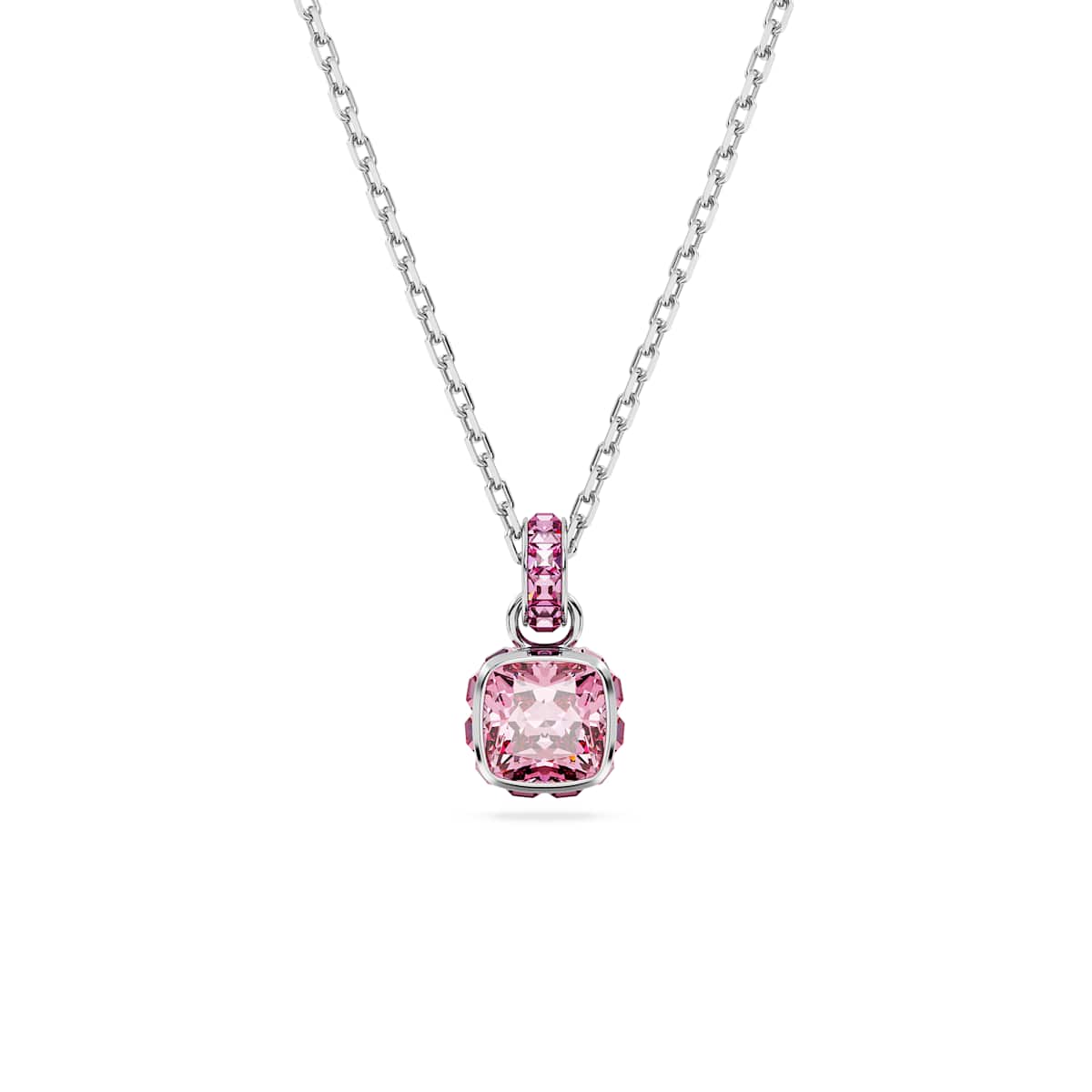 Swarovski Birthstone pendant, Square cut, October, Pink, Rhodium plated : 5651791