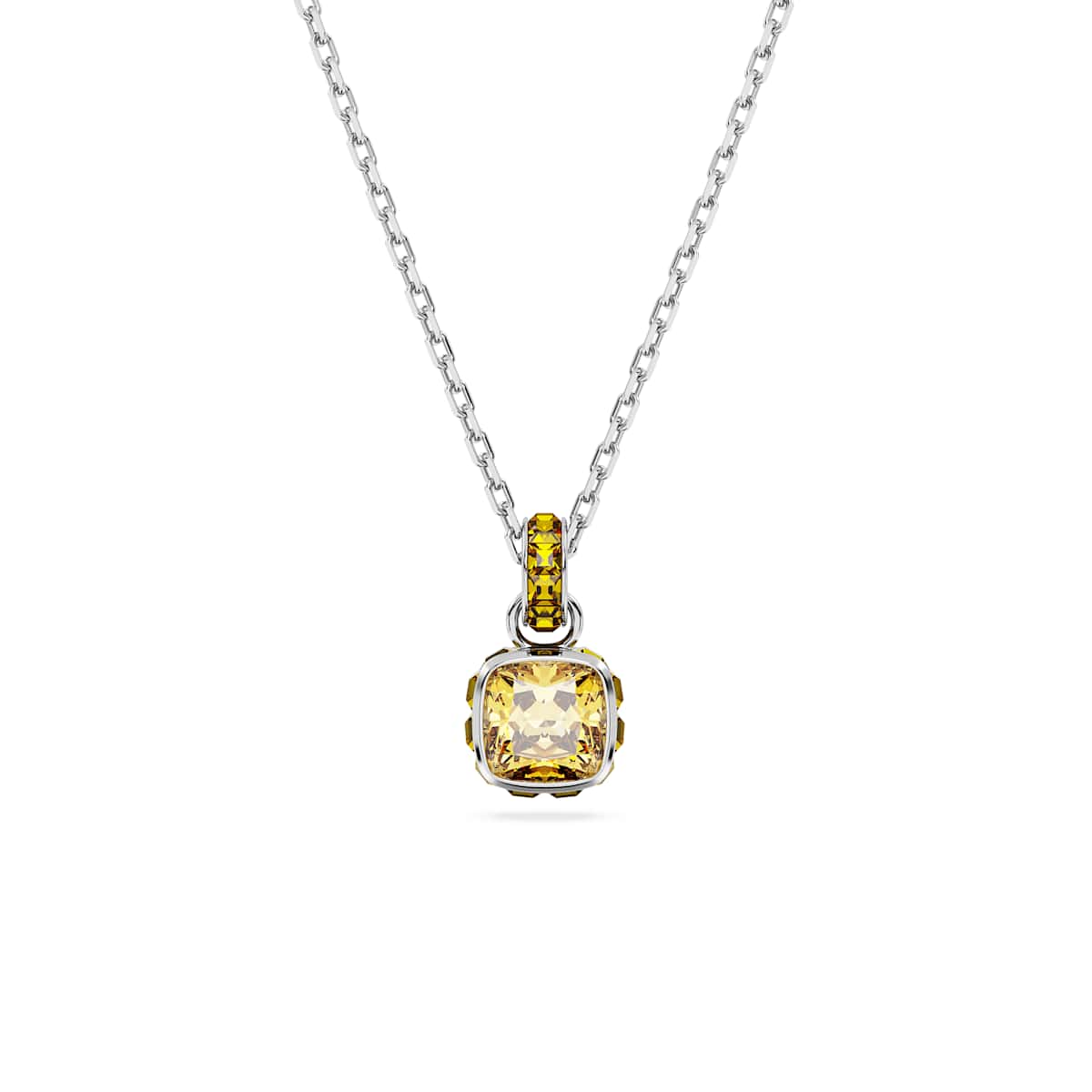 Swarovski Birthstone pendant, Square cut, November, Yellow, Rhodium plated : 5651792