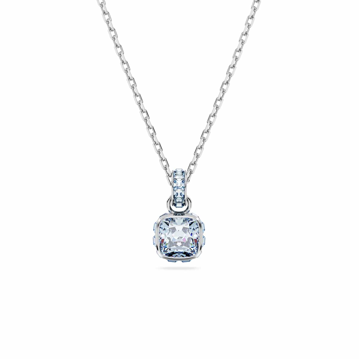 Swarovski Birthstone pendant, Square cut, March, Blue, Rhodium plated : 5651794