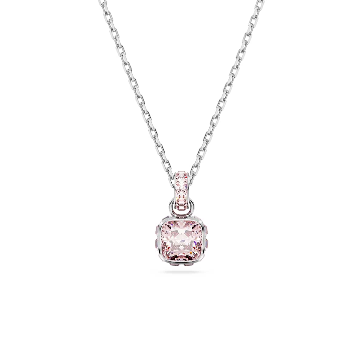 Swarovski Birthstone pendant, Square cut, June, Pink, Rhodium plated : 5652044