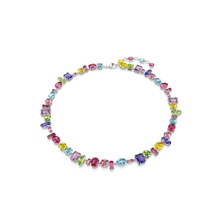 Swarovski Gema necklace, Mixed cuts, Multicoloured, Rhodium plated