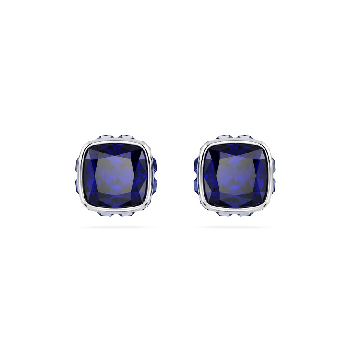 Swarovski Birthstone stud earrings, Square cut, September, Blue, Rhodium plated : 5660803