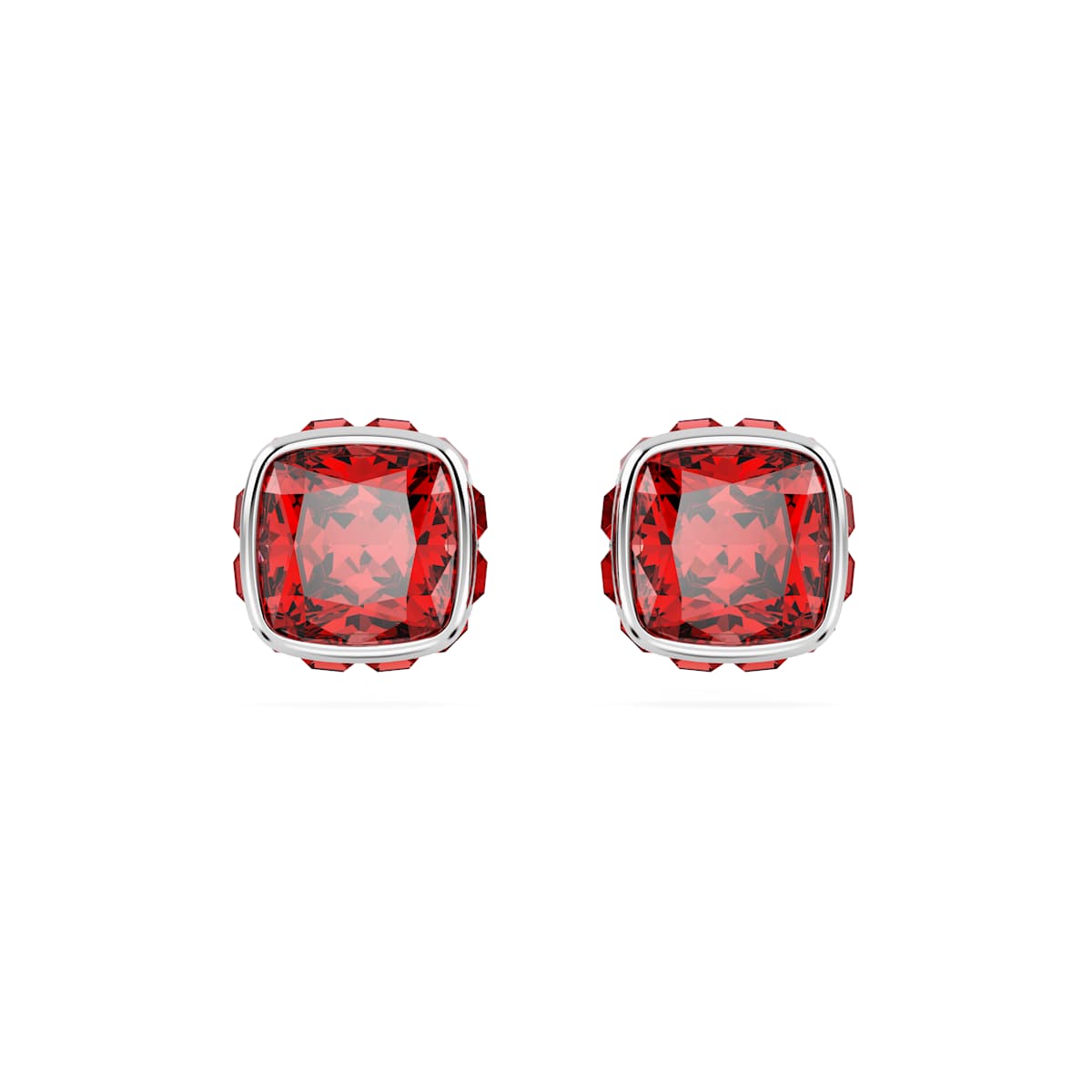 Swarovski Birthstone stud earrings, Square cut, July, Red, Rhodium plated : 5661959