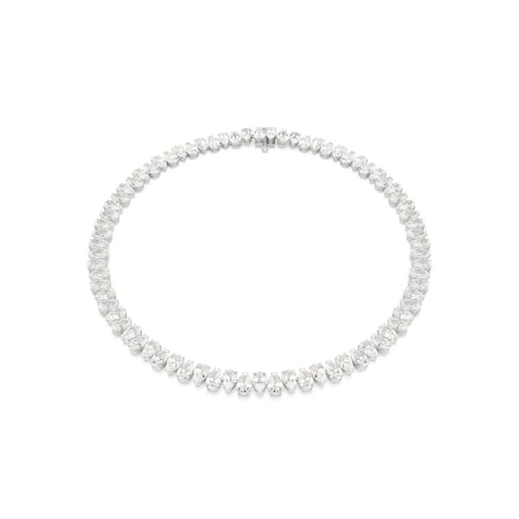 Swarovski Matrix Tennis necklace, Pear cut, White, Rhodium plated