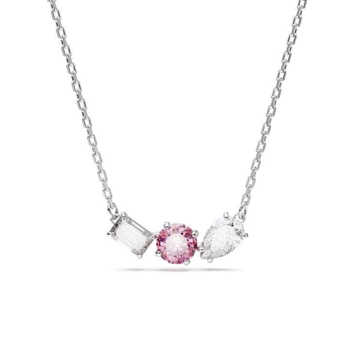 Swarovski Mesmera pendant, Mixed cuts, Pink, Rhodium plated