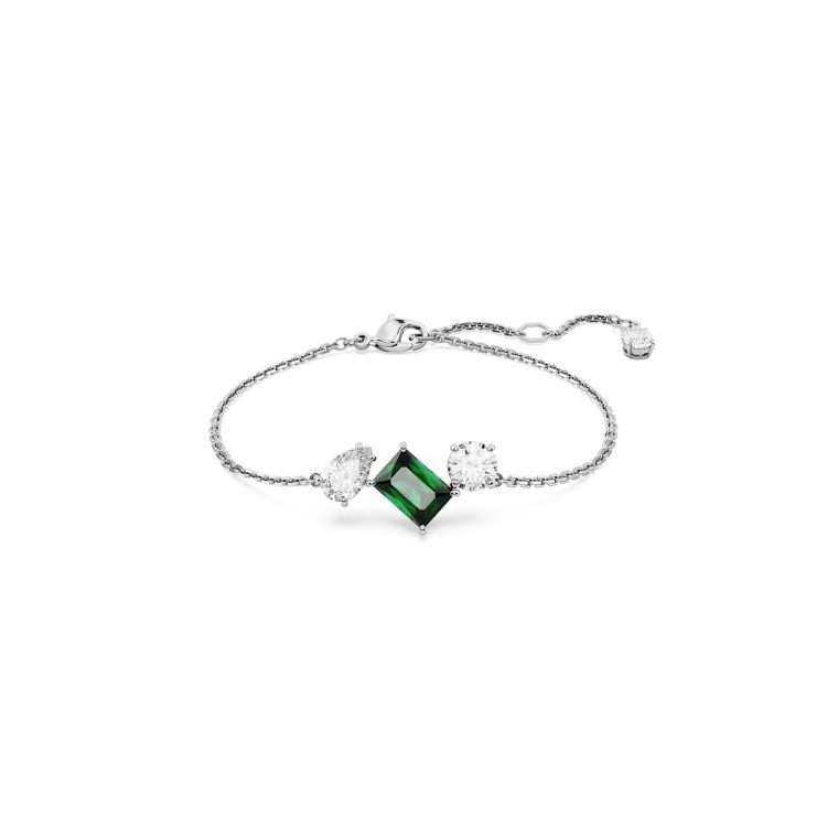 Swarovski Mesmera bracelet, Mixed cuts, Green, Rhodium plated