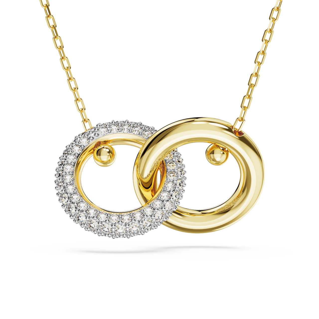Dextera pendant, Interlocking loop, White, Gold-tone plated
