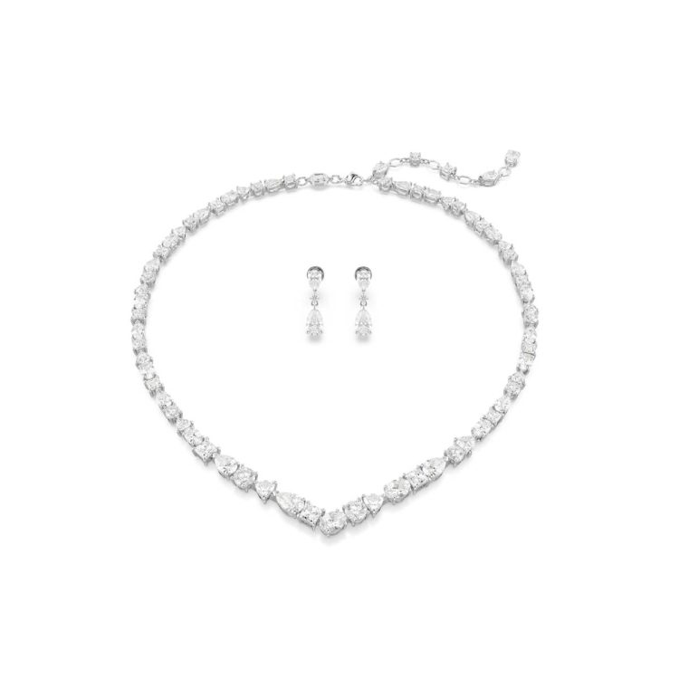 Swarovski Mesmera set, Mixed cuts, White, Rhodium plated