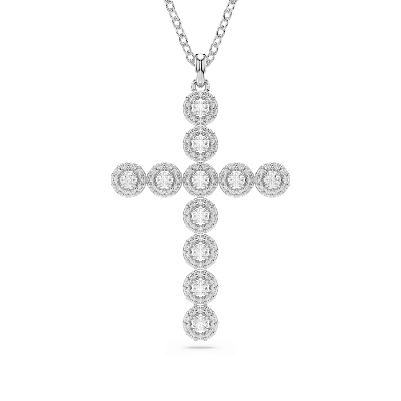 Swarovski Insigne pendant, Mixed cuts, Cross, White, Rhodium plated : 5675573