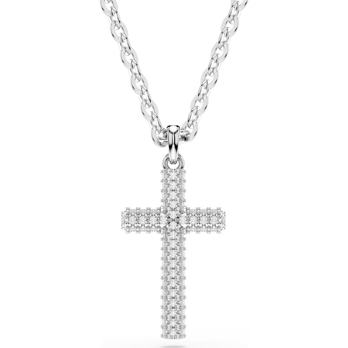 Insigne pendant, Pavé, Cross, White, Rhodium plated 567557