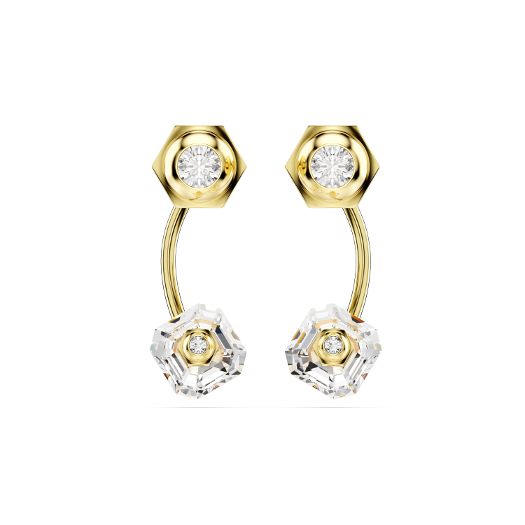 Swarovski Numina earring jackets, Mixed cuts, White, Gold-tone plated