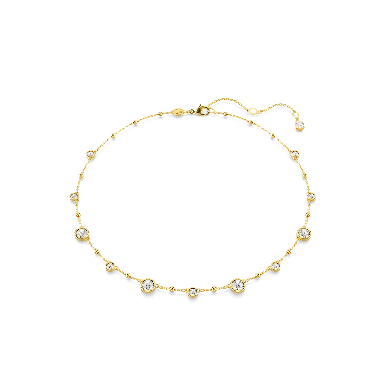 Swarovski Imber necklace, Round cut, Scattered design, White, Gold-tone plated : 5680090