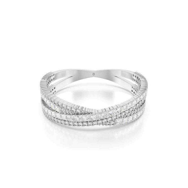 Swarovski Hyperbola cuff, Mixed cuts, Infinity, White, Rhodium plated