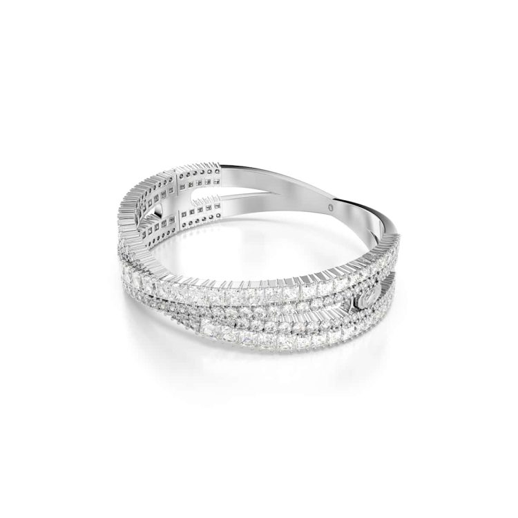 Swarovski Hyperbola cuff, Infinity, White, Rhodium plated