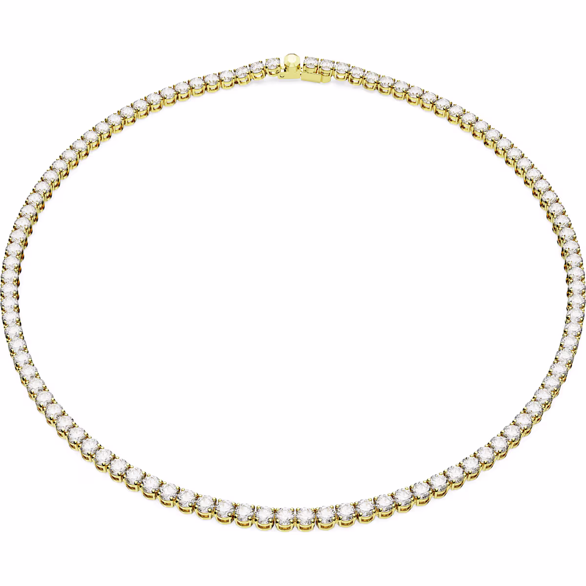 Swarovski Matrix Tennis necklace, Round cut, White, Gold-tone plated