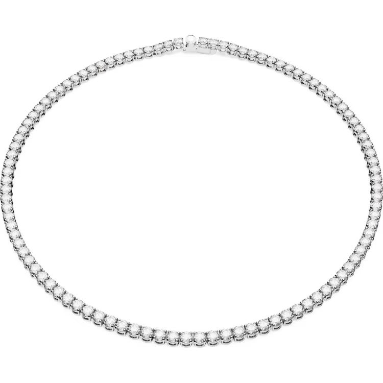 Swarovski Matrix Tennis necklace, Round cut, White, Rhodium plated