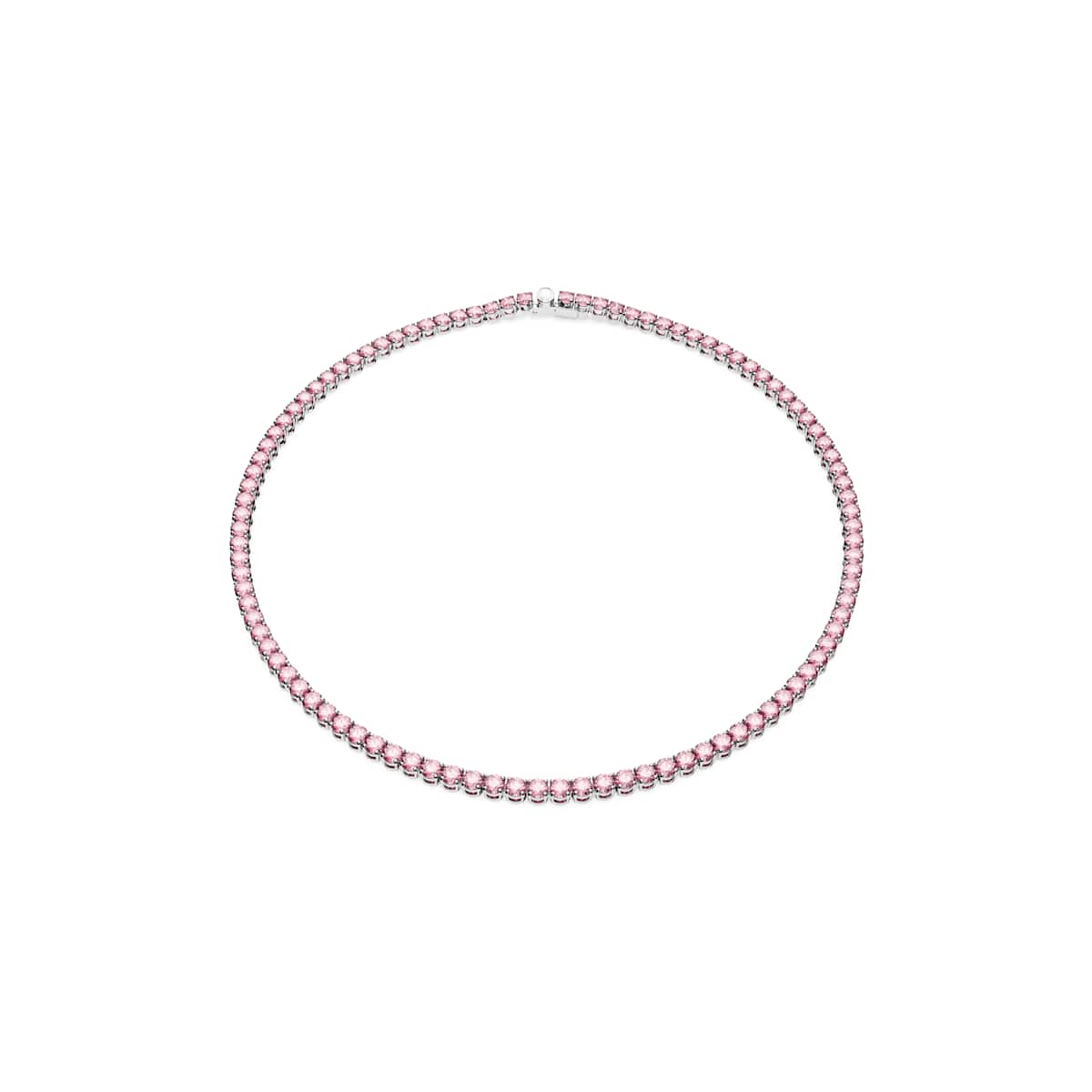 Swarovski Matrix Tennis necklace, Round cut, Pink, Rhodium plated : 5681800