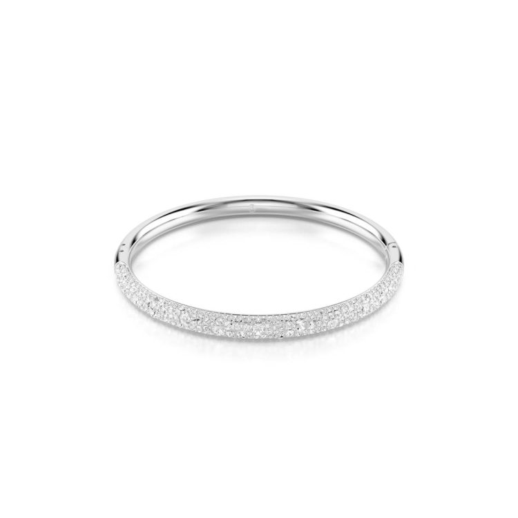 Swarovski Sublima bangle, Snow pavé, White, Rhodium plated